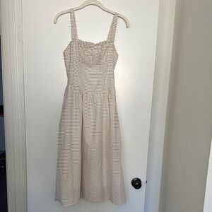Wild Fable Beige Gingham Midi Dress